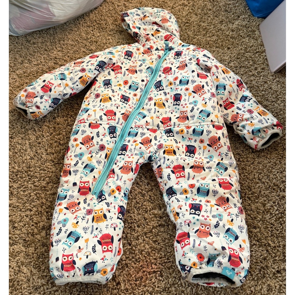 Roxy Toddler Girl Owl Pattern Full Body Snow Suit 12 Months